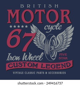 British motor parts typography, t-shirt graphics, vectors