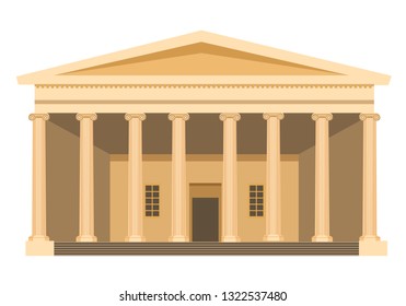 British Museum building in London. Historical and Archaeological Museum of British Empire. Exterior of building, facade of main cultural museum of Great Britain, United Kingdom. Vector illustration.