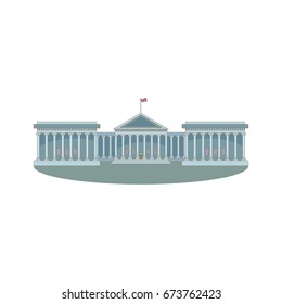 British Museum With British Flag Icon. Sights Of Great Britain. English Signs. Isolated On White. UK. Vector Illustration