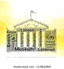 British Museum Word Cloud Vector Design Creative Concept. British Museum Icon Shape. Trendy Vector Word Collection.