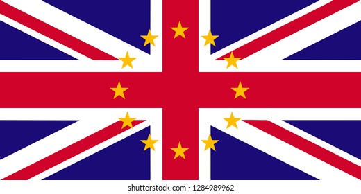 the British national flag of United Kingdom and theflag of the European Union (EU)