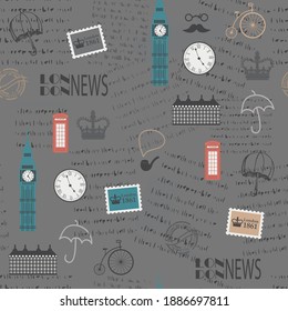 diseño de fondo de textura de periódico británico para papel impreso, textil, tejido, papel tapiz