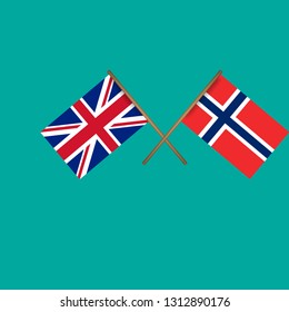 British and Norway crossed flags.Language learning or travel concept.