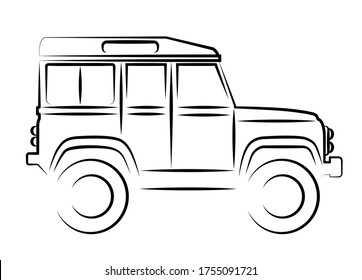 A British off-road vehicle as a hand drawing