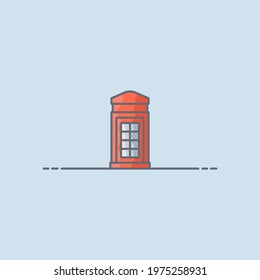 British phone booth vector icon illustration
