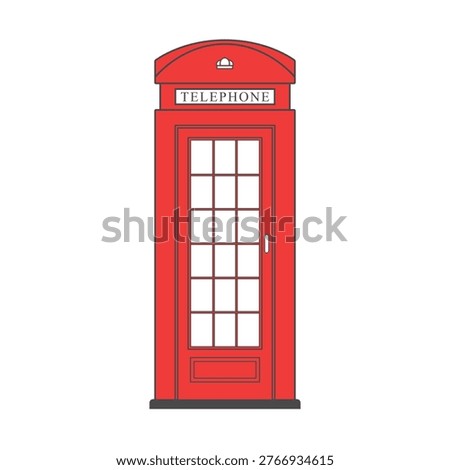 British phone box. Telephone booth in London. Red telephone booth icon. English traditional telephone.