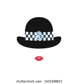 British police girl in a hat. Police avatar. Vector illustration.