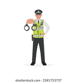 British police with handcuff vector illustration