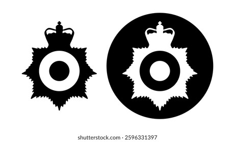 british police hat crest, black isolated silhouette