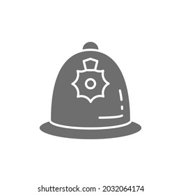British police helmet, police cap grey icon.
