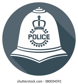 british police helmet flat icon (bobby cap sign)