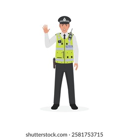 British police officer weaving hand UK policeman vector illustration