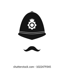 British policeman in helmet. Police avatar. Vector illustration.