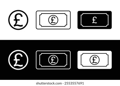 British pound bill icon flat white and black trendy style vector illustration. British pound money icon in flat style.