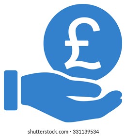 British Pound Coin Payment vector icon. Style is flat cobalt symbol, rounded angles, white background.