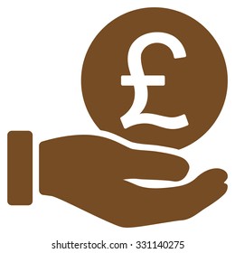 British Pound Coin Payment vector icon. Style is flat brown symbol, rounded angles, white background.