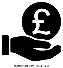 British Pound Coin Payment vector icon. Style is flat black symbol, rounded angles, white background.