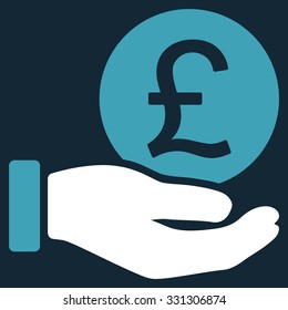 British Pound Coin Payment vector icon. Style is flat bicolor blue and white symbol, rounded angles, dark blue background.