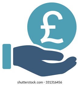 British Pound Coin Payment vector icon. Style is flat bicolor cyan and blue symbol, rounded angles, white background.