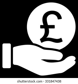 British Pound Coin Payment vector icon. Style is flat white symbol, rounded angles, black background.