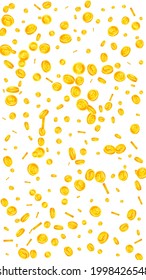 British pound coins falling. Pretty scattered GBP coins. United Kingdom money. Symmetrical jackpot, wealth or success concept. Vector illustration.