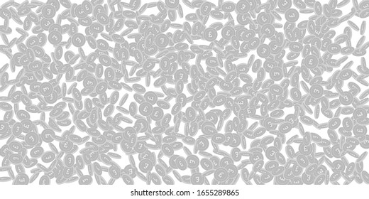 British pound coins falling. Scattered black and white GBP small coins. Jackpot or success concept. Adorable wide scatter vector illustration.