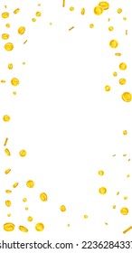British pound coins falling. Scattered gold GBP coins.  United Kingdom money. Great business success concept. Vector illustration.