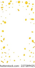 British pound coins falling. Scattered gold GBP coins.  United Kingdom money. Jackpot wealth or success concept. Vector illustration.
