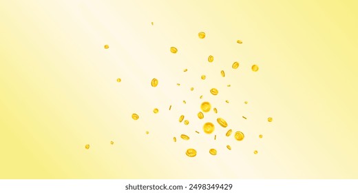 Britische Pfund Münzen fallen. Verstreute Gold GBP-Münzen.  Geld aus dem Vereinigten Königreich. Jackpot Wohlstand oder Erfolgskonzept. Breite Vektorgrafik.