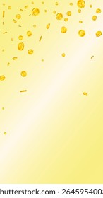 British pound coins falling. Scattered gold GBP coins.  United Kingdom money. Great business success concept. Vector illustration.