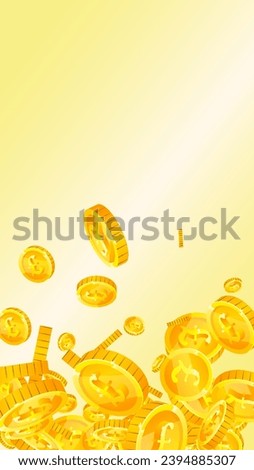 British pound coins falling. Scattered gold GBP coins.  United Kingdom money. Global financial crisis concept. Vector illustration.