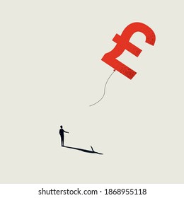 El colapso de la libra británica debido al concepto de vector de brexit. Símbolo de devaluación de moneda. Ilustración Eps10.