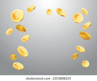 British pound currency realistic gold coin floating, money sign vector illustration