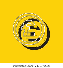 British Pound currency symbol on a yellow background. Modern finance icon in flat design with black and white elements. Concept vector illustration easy to edit and customize EPS 10