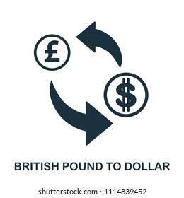 British Pound To Dollar icon. Mobile app, printing, web site icon. Simple element sing. Monochrome British Pound To Dollar icon illustration.
