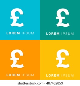 British Pound Four Color Material Designed Icon / Logo
