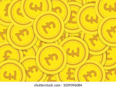 British Pound Gold coin Stack. Financial growth concept with golden coin Pound. 