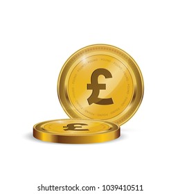 British Pound Gold coin Stack. Financial growth concept with golden coin Pound.