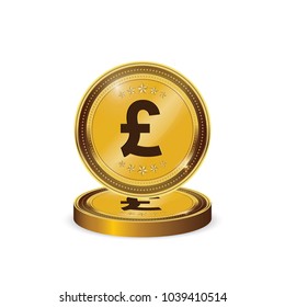British Pound Gold coin Stack. Financial growth concept with golden coin Pound.