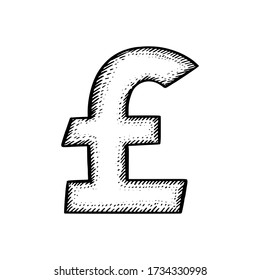 Britisches Pfund Hand gezogenes Vector Zeichen. Währungsdiagramm