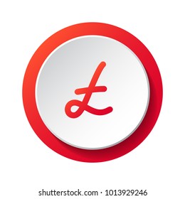 British pound icon - concept of 3d button. Vector.