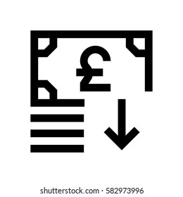 British Pound mini line, icon, background and graphic. The icon is black and white, linear  flat, vector, pixel perfect, minimal, suitable for web and print. 