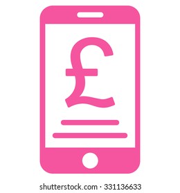 British Pound Mobile Payment vector icon. Style is flat pink symbol, rounded angles, white background.
