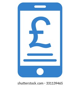 British Pound Mobile Payment vector icon. Style is flat cobalt symbol, rounded angles, white background.