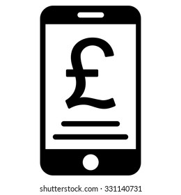 British Pound Mobile Payment vector icon. Style is flat black symbol, rounded angles, white background.