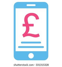 British Pound Mobile Payment vector icon. Style is flat bicolor pink and blue symbol, rounded angles, white background.