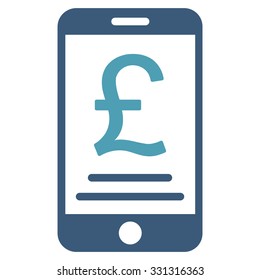 British Pound Mobile Payment vector icon. Style is flat bicolor cyan and blue symbol, rounded angles, white background.