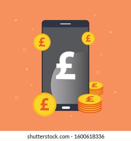 British Pound Money Mobile icon with orange background