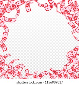 British pound notes falling. Floating GBP bills on transparent background. United Kingdom money. Attractive vector illustration. Overwhelming jackpot, wealth or success concept.