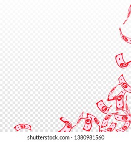 British pound notes falling. Floating GBP bills on transparent background. United Kingdom money. Astonishing vector illustration. Shapely jackpot, wealth or success concept.